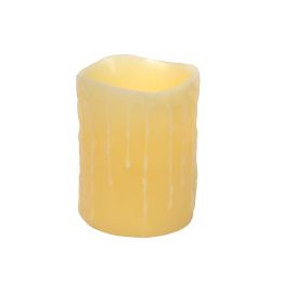 LED Wax Dripping Pillar Candle (Set of 3) 4"Dx5"H Wax/Plastic - 2 D Batteries Not Incld.