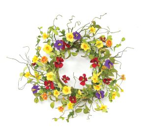 Summer Garden Trumpet Wreath 20''D Fabric