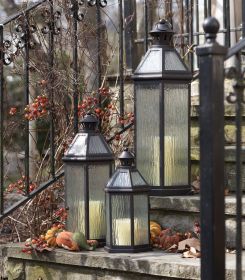 Lantern (Set of 3) 15"H, 20.5"H, 27.5"H Metal/Glass