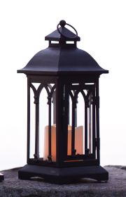 Lantern w/3"x3" LED Candle (Set of 2) 12.25"H Iron/Glass/Plastic - 2 AA Batteries Not Incld. @