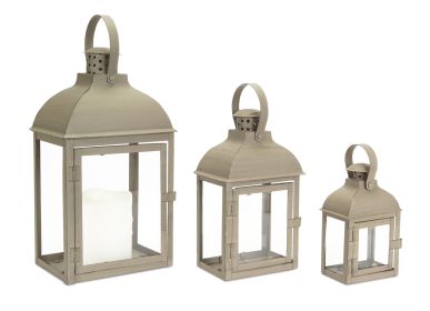 Lantern (Set of 3) 7.5"-14"H Iron/Glass