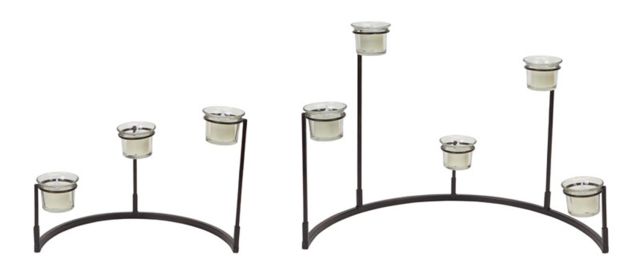 Multi-Level Votive Candle Holder Stand (Set of 4) 12"H, 8.25"H Metal/Glass