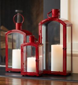 Lanterns (Set of 3) 15"-25"H Metal/Glass