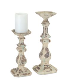 Candle Holder (Set of 2) 10", 14"H Polystone