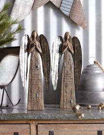 Angel (Set of 2) 13.75"H Polyresin/Metal