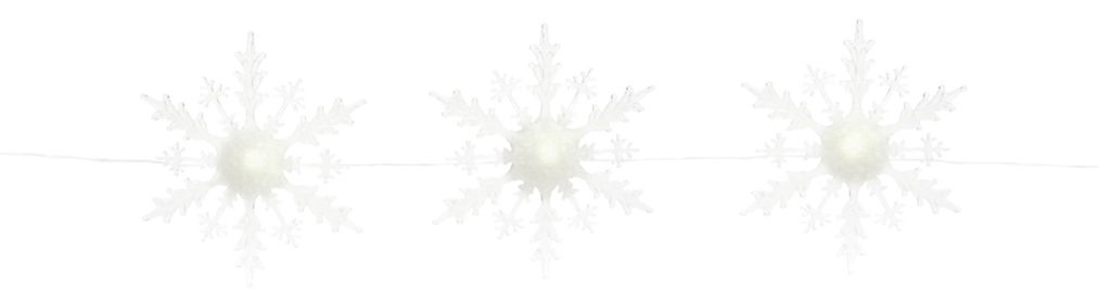 3 Lighted Snowflake Strand 18"Hx5'L Acrylic