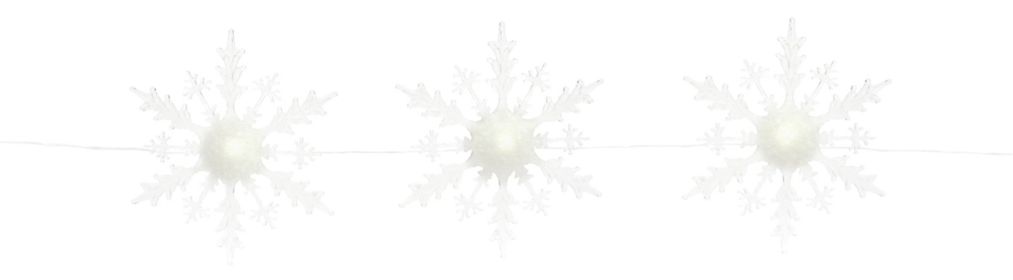 3 Lighted Snowflake Strand 18"Hx5'L Acrylic