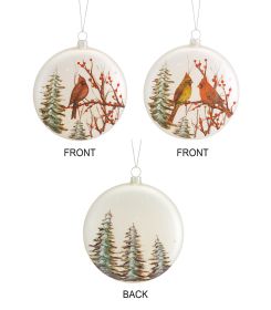 Cardinal/Tree Ornament (Set of 12) 5.5"H Glass