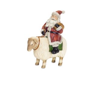 Santa on Sheep (Set of 2) 7.5"H Resin