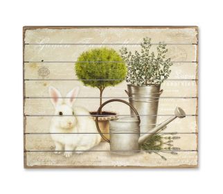 Rabbit and Water Can Plaque 18" x 15"H MDF