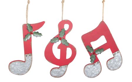 Music Note Ornament (Set of 6) 10.25"H, 10.5"H, 12"H MDF