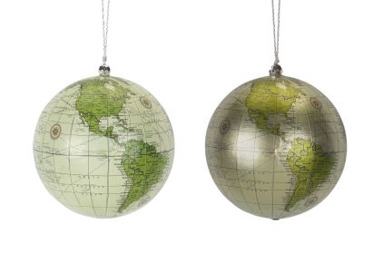 Globe Ornament (Set of 4) 4.5"H Plastic