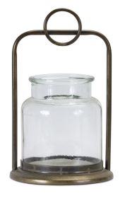 Candle Holder (Set of 2) 8" x 13"H Glass/Iron