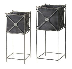 Planter (Set of 2) 11" x 28"H, 13" x 32"H Metal