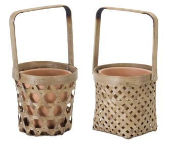 Basket/Pot Holder (Set of 6) 5"H Bamboo/Terra Cotta