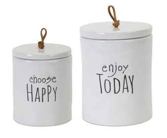 Canister (Set of 2) 5.75"H, 7.25"H Stoneware