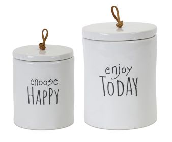 Canister (Set of 2) 5.75"H, 7.25"H Stoneware