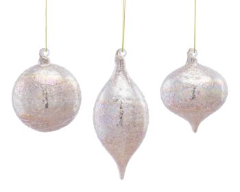 Ornament (Set of 12) 4.25"H, 4.25"H, 6.5"H Glass
