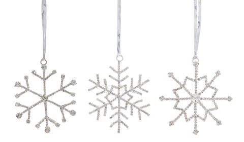 Jewel Snowflake (Set of 12) 3.5"H Iron/Glass
