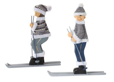 Ski Couple (Set of 2) 20.25"H Wood