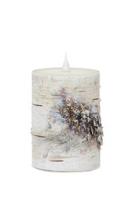 LED Birch Candle 3.5"D x 5"H (Set of 2) with Remote