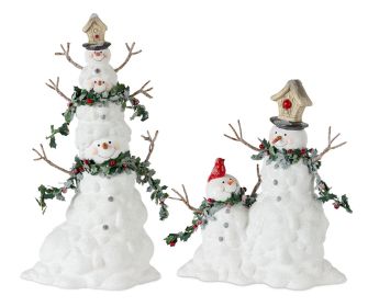 Snowman (Set of 2) 9.25"H, 12.25"H Terra Cotta