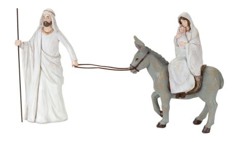 Holy Family w/Donkey 13"L x 10.75"H Resin