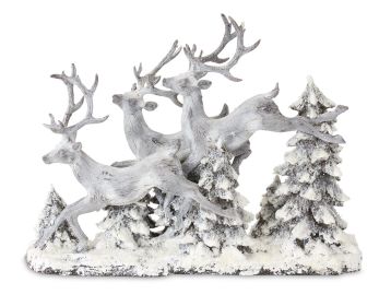 Deer and Trees 16"L x 12.5"H Resin