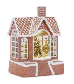 Gingerbread Snow Globe 9"H Plastic 6 Hr Timer 3 AA Batteries, Not Included or USB Cord Included