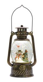 Snow Globe Lantern w/Snowman 11"H Plastic 6 Hr Timer 3 AA Batteries, Not Included or USB Cord Included