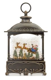 Snow Globe Lantern w/Santa 12"H Plastic 6 Hr Timer 3 AA Batteries, Not Included or USB Cord Included