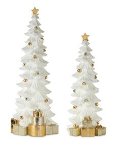 Tree w/Packages (Set of 2) 17"H, 21"H Resin