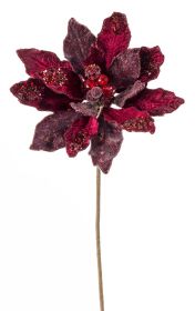 Poinsettia Stem 29"H (Set of 6) Velvet/Paper