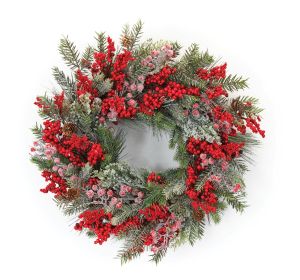 Pine and Berry Wreath 23"D Plastic/Foam