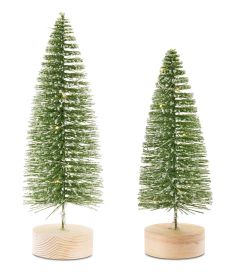 Tree with LED (Set of 4) 10.75"H, 14"H Plastic 6 Hr Timer 3 AAA Batteries, Not Included 1