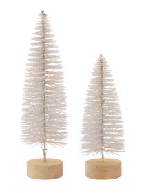 Tree with LED (Set of 4) 10.75"H, 14"H Plastic 6 Hr Timer 3 AAA Batteries, Not Included