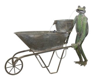 Frog and Wheelbarrow Fountain 41.25"L x 30"H Iron