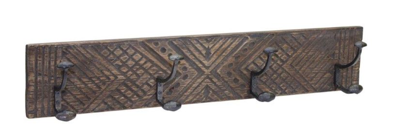 Wall Hooks 27"L x 5"H Wood/Iron 2