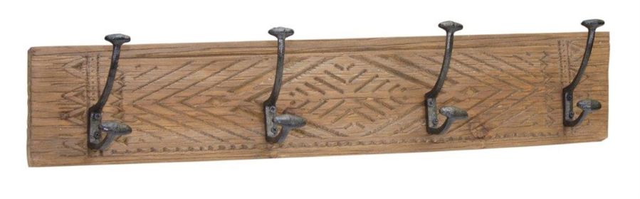 Wall Hooks 27"L x 5"H Wood/Iron