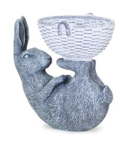 Laying Rabbit w/Basket 7"L x 7"H Resin