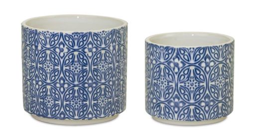 Pot (Set of 2) 4.25"D x 4"H, 5"D x 4.75"H Ceramic