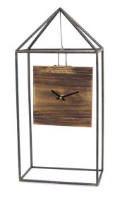 Clock 9.5"L x 20"H Iron/Wood