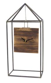 Clock 9.5"L x 20"H Iron/Wood