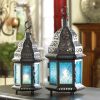 Blue Glass Candle Lantern