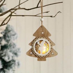 Christmas Tree Luminous Ornaments LED Wooden Pendant Novelty Xmas Home Decor Xmas Pendant