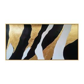 Handmade Gold Foil Abstract Oil Painting Top Selling Wall Art Modern Black and White Color Picture Canvas Home Decor For Living Room No Frame