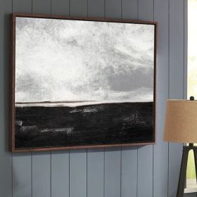 Hand Painted Abstract Oil Painting Black White Textured Abstract Wall Art Picture Living Room Bedroom Wall Decor Frameless