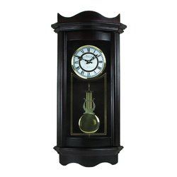 Bedford Clock Collection 25 Inch Chiming Pendulum Wall Clock in Weathered Chocolate Cherry Finish