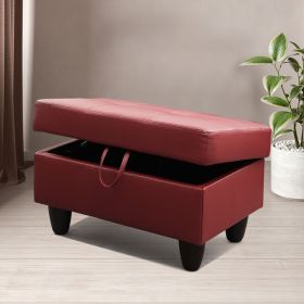Red Faux Leather Living Room Sofa Ottoman