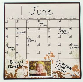 Calendar- Dry Erase Fridge Calendar. Organize your home or office. Beautiful, Floral Fridge Calendar